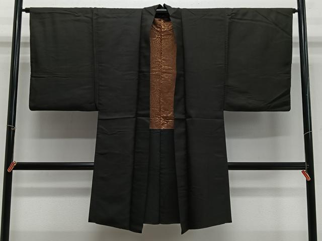 平和屋着物#男性 長羽織 黒紋付 正絹 逸品 CABH3252ua
