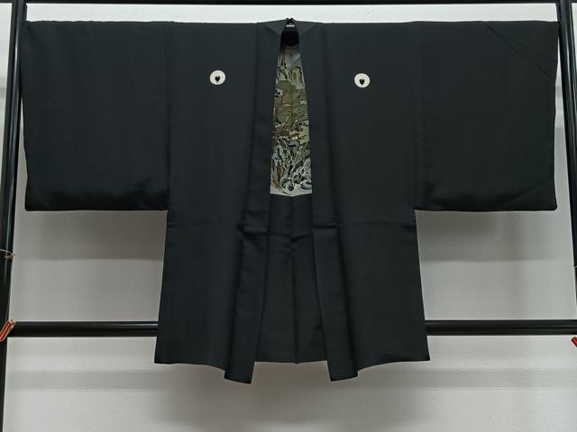 平和屋着物#男性 羽織 黒紋付 正絹 逸品 CABH3253ua