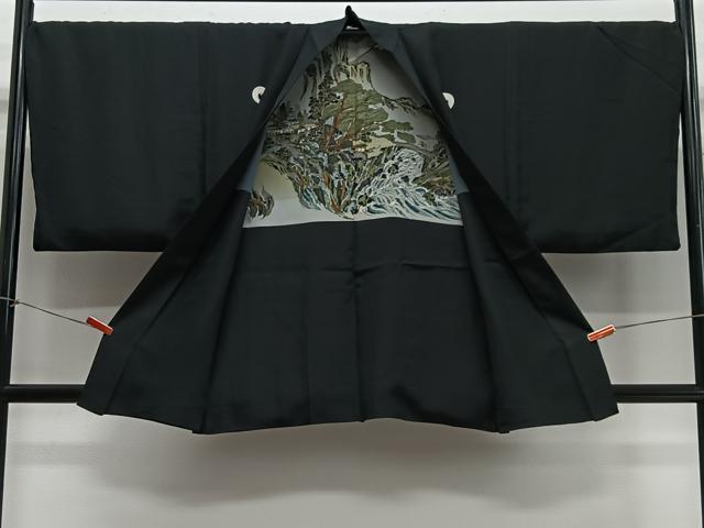平和屋着物#男性 羽織 黒紋付 正絹 逸品 CABH3253ua