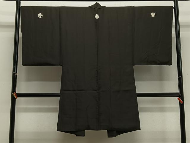平和屋着物#男性 長羽織 黒紋付 正絹 逸品 CABH3254ua