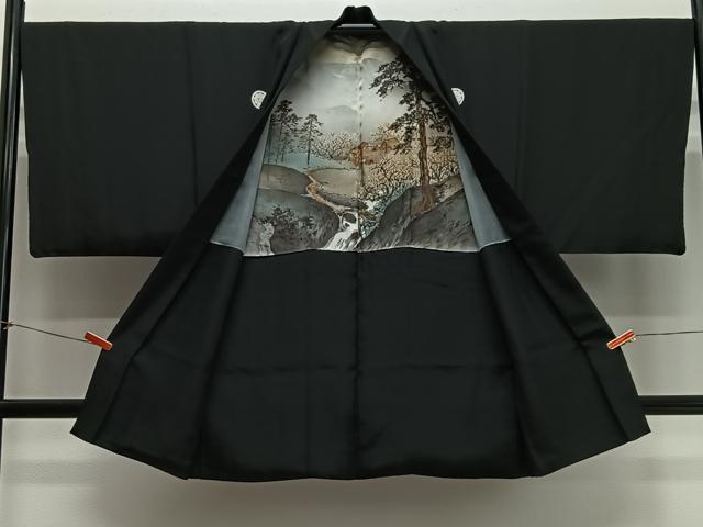 平和屋着物#男性 長羽織 黒紋付 正絹 逸品 CABH3258ua