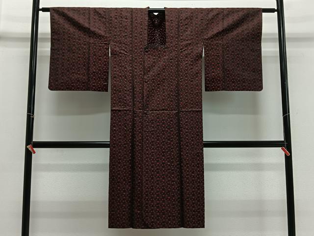 平和屋着物#道行コート 雨コート 丸文 黒地 ロング丈 正絹 逸品 CABH3262ua