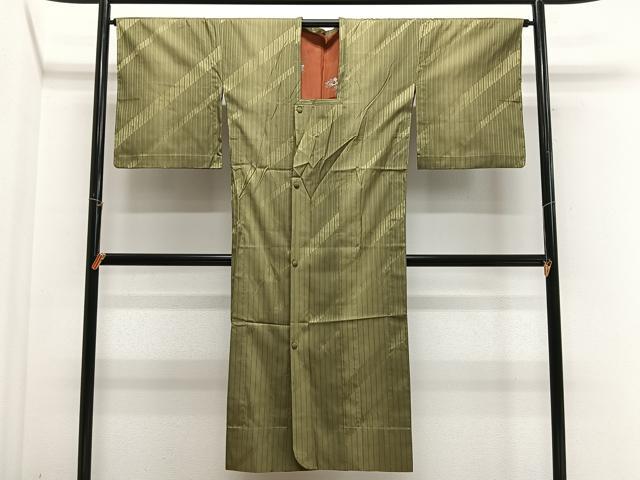 平和屋着物#道行コート 雨コート 縞 ロング丈 正絹 逸品 CABH3270ua