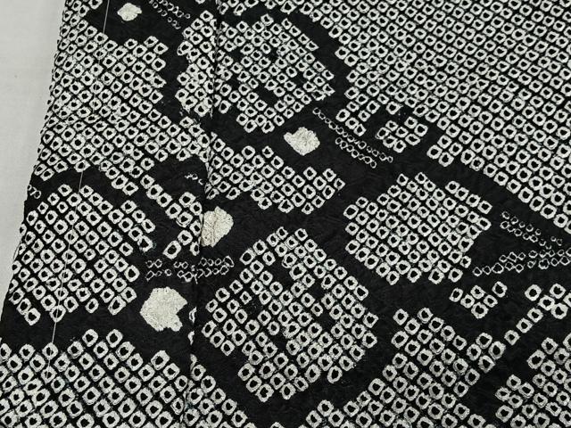 平和屋着物∞羽織 総絞り 枝梅文 黒地 正絹 逸品 CABH3286ua