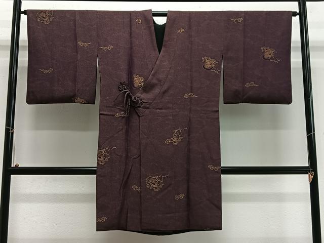 平和屋着物∞道中着 リバーシブル お召地 黄金糸 風神雷神 正絹 逸品 CABH3295ua