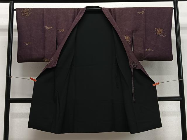 平和屋着物∞道中着 リバーシブル お召地 黄金糸 風神雷神 正絹 逸品 CABH3295ua