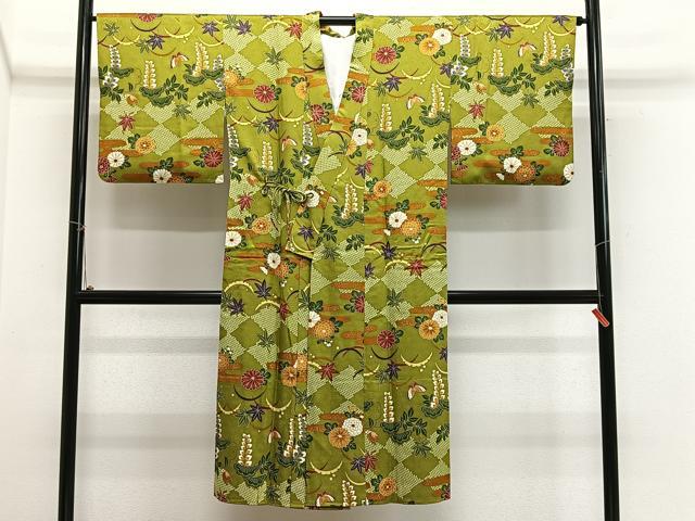 平和屋着物∞道中着 花蝶文 ロング丈 正絹 逸品 CABH3297ua