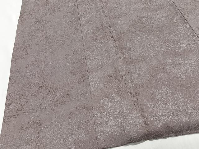 平和屋着物∞道行コート 作家物 草花地紋 鳩羽鼠色 ロング丈 正絹 逸品 CABH3298ua