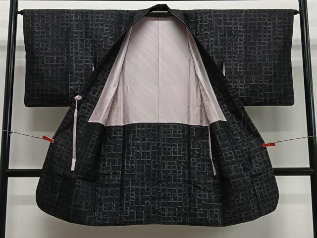 平和屋着物∞道中着 袷 幾何学文様 ロング丈 正絹 逸品 CABH3299ua