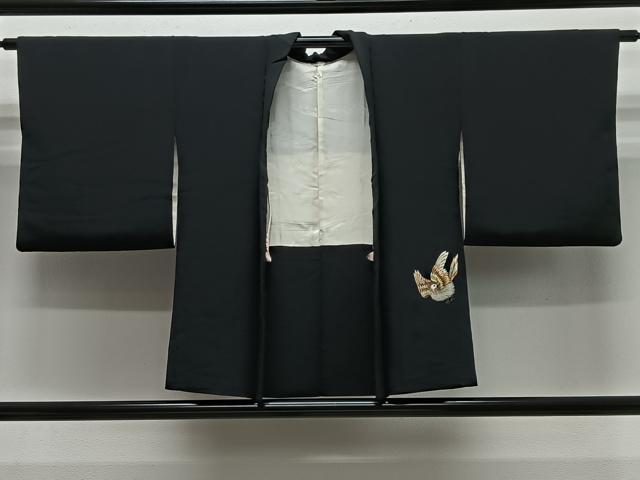 平和屋着物#羽織 総刺繍 飛鳥文 黒地 金銀糸 正絹 逸品 CABH3301ua