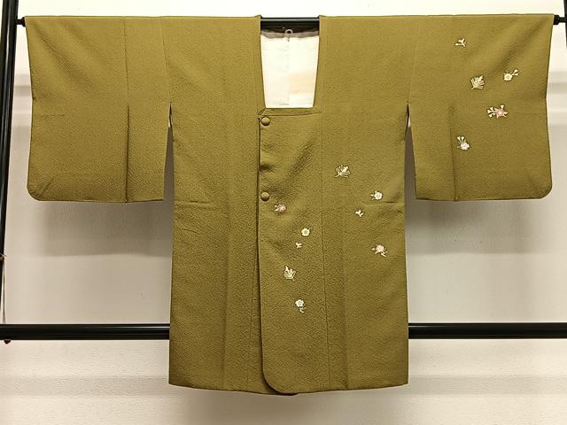 平和屋着物#本加賀友禅作家 柿本市郎 道行コート 舞花文 ロング丈 正絹 逸品 CABH3306ua