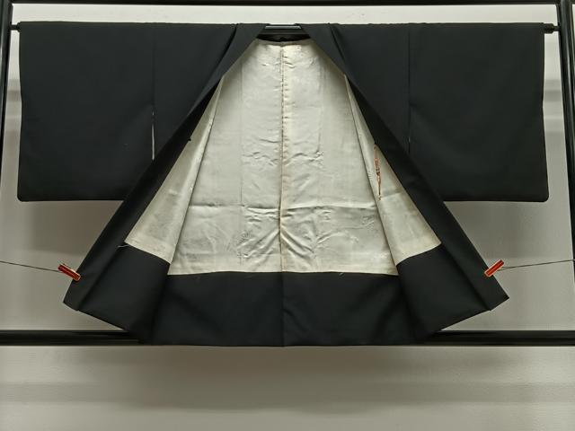 平和屋着物#羽織 総刺繍 枝花文 黒地 正絹 逸品 CABH3311ua