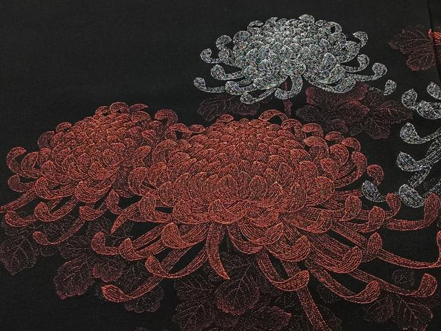 平和屋着物#羽織 寿光織 乱菊 黒地 銀糸 正絹 逸品 CABH3312ua