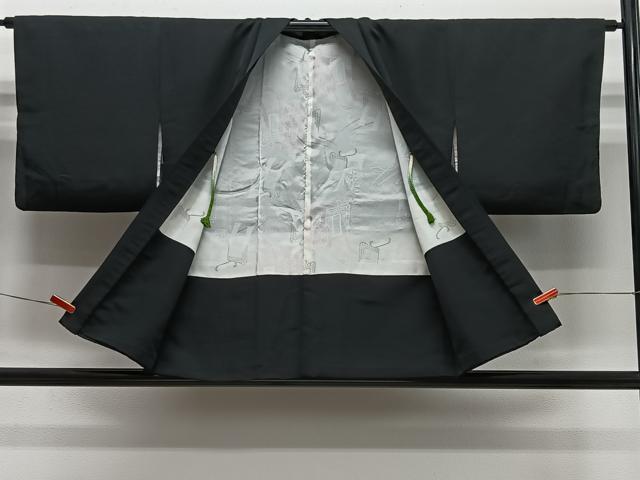 平和屋着物#羽織 寿光織 風景文 黒地 金糸 正絹 逸品 CABH3315ua