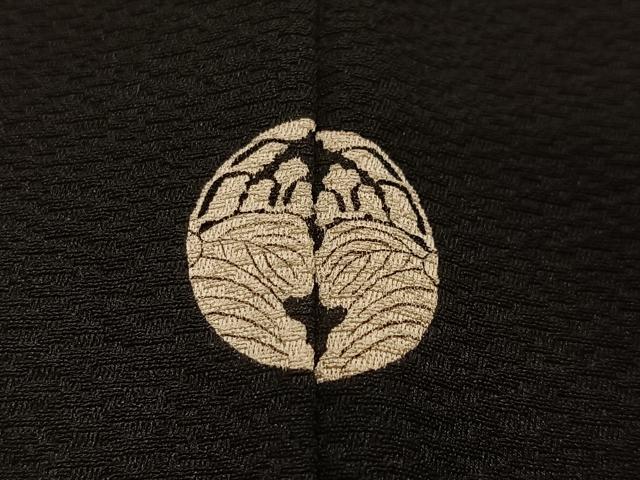 平和屋着物#羽織 寿光織 枝葉文 黒地 金糸 正絹 逸品 CABH3319ua
