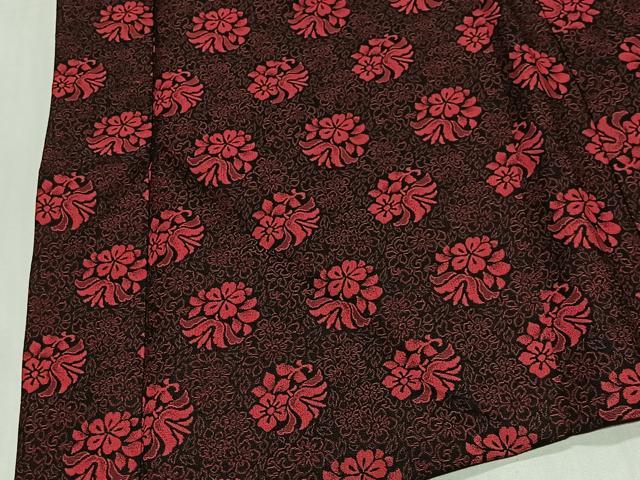 平和屋着物#羽織 単衣 お召地 草花文 黒地 正絹 逸品 CABH3322ua