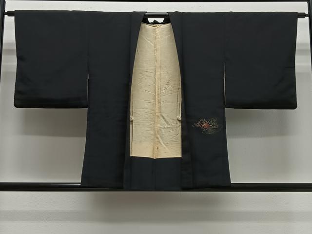 平和屋着物#羽織 寿光織 風景文 黒地 金糸 正絹 逸品 CABH3328ua