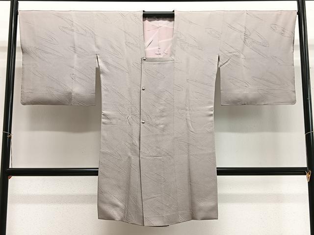 平和屋着物#道行コート 流水地紋 薄梅鼠色 ロング丈 正絹 逸品 CABH3339ua