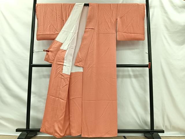 平和屋着物■本草木染作家 瑞寶 色無地 草花地紋 薄紅色 正絹 逸品 CABH3363ua