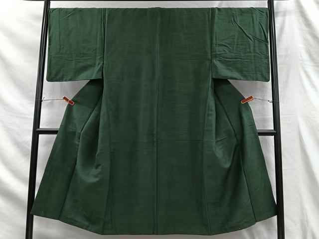 平和屋着物■男性 紬 深緑色 正絹 逸品 CABH3368ua