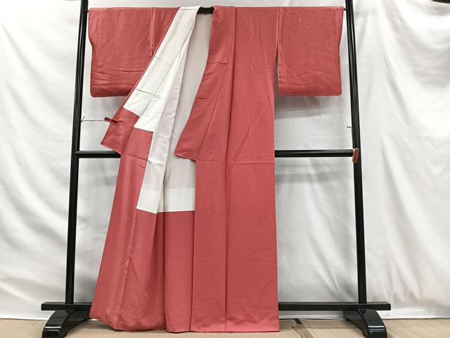 平和屋着物■上質な色無地 銀朱色 正絹 逸品 CABH3372ua