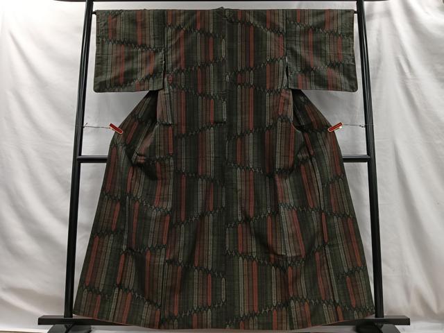 平和屋着物■上質な紬 幾何学文様 正絹 逸品 CABH3384ua