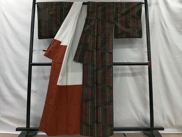平和屋着物■上質な紬 幾何学文様 正絹 逸品 CABH3384ua