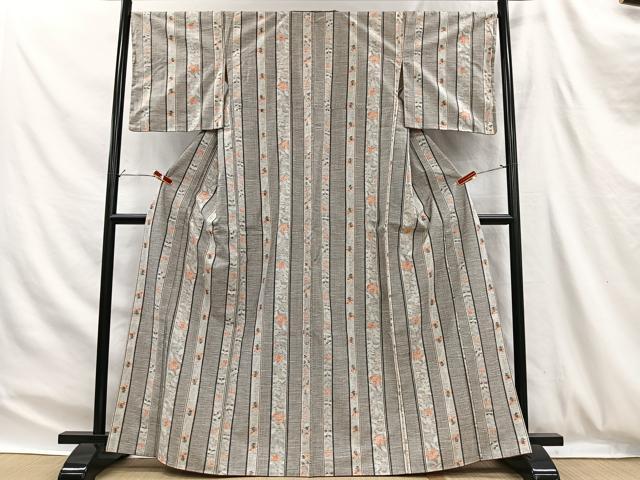 平和屋着物■上質な紬 草花間道 正絹 逸品 未使用 CABH3386ua
