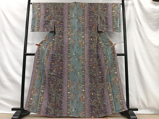 平和屋着物■上質な小紋 舞蝶草花文 暈し染め 金彩 正絹 逸品 CABH3387ua