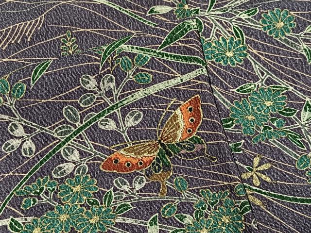 平和屋着物■上質な小紋 舞蝶草花文 暈し染め 金彩 正絹 逸品 CABH3387ua