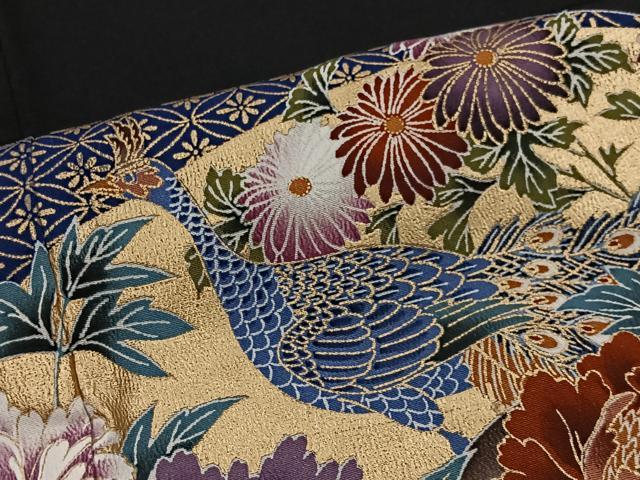 平和屋着物■豪華黒留袖 孔雀草花文 金彩 正絹 逸品 CABH3394ua