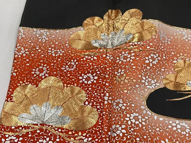 平和屋着物■豪華黒留袖 駒刺繍 霞花松文 金銀彩 正絹 逸品 CABH3396ua