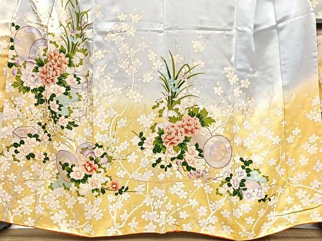 平和屋着物■豪華振袖 駒刺繍 鼓草花文 暈し染め 金彩 正絹 逸品 CABH3408ua
