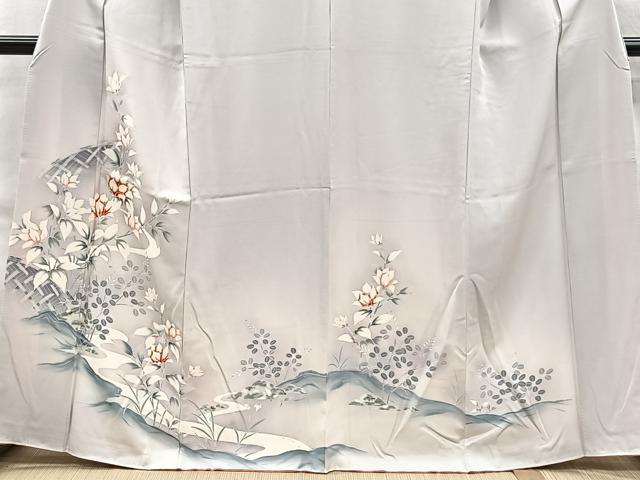 平和屋着物■訪問着 友禅 刺繍 籬枝花文 暈し染め 正絹 逸品 CABH3412ua