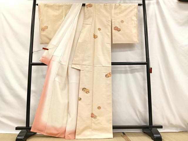 平和屋着物■上質な紬 亀甲花文 正絹 逸品 CABH3423ua