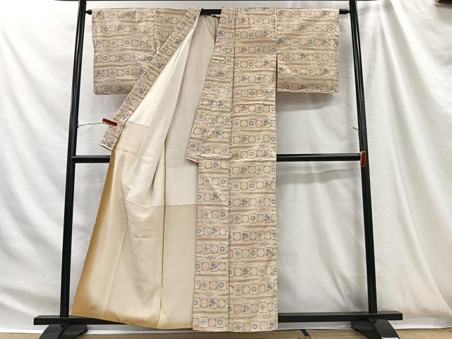 平和屋着物■上質な紬 草花文 正絹 逸品 CABH3427ua
