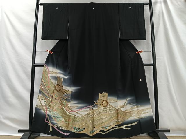 平和屋着物■豪華黒留袖 作家物 御所車吉祥文 正絹 逸品 CABH3437ua