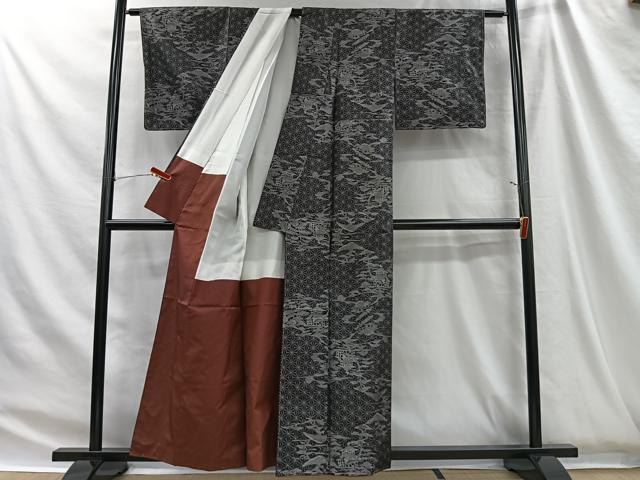 平和屋着物■本場大島紬 9マルキ 風景松文 正絹 逸品 未使用 CABH3438ua
