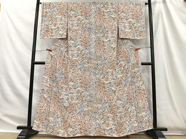 平和屋着物■上質な小紋 流水花文 正絹 逸品 未使用 CABH3458ua