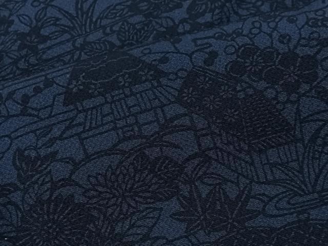 平和屋着物■上質な小紋 型染め 風景花文 正絹 逸品 CABH3468ua