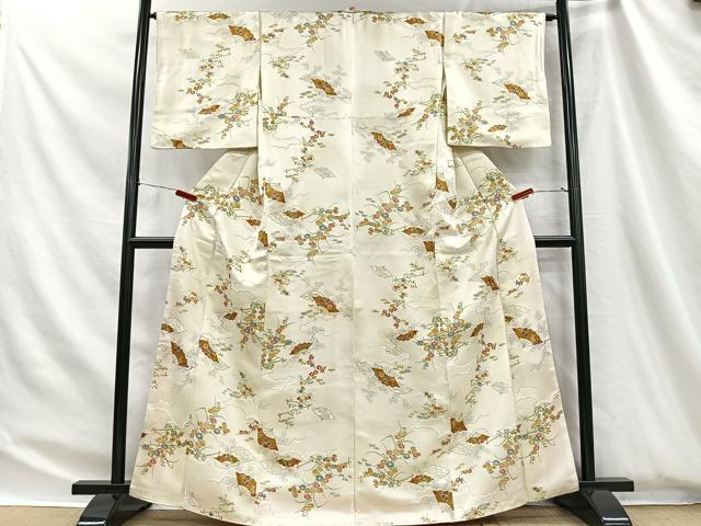 平和屋着物■上質な小紋 雲取り扇面花文 金彩 正絹 逸品 CABH3469ua