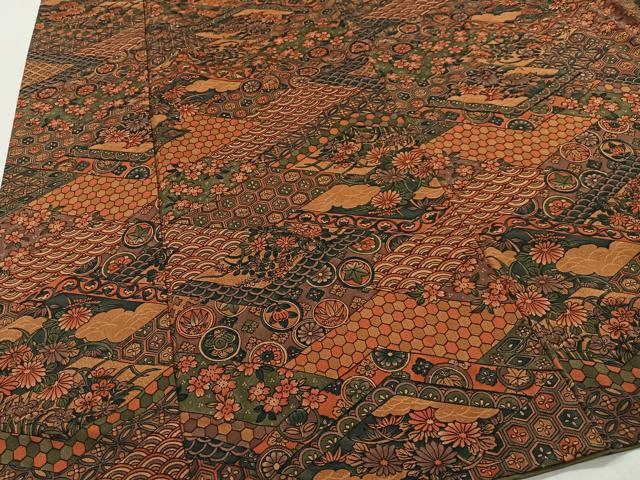平和屋着物■上質な小紋 菱花文 正絹 逸品 CABH3475ua