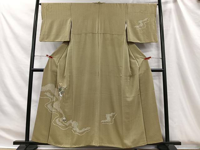平和屋着物■訪問着 刺繍 絞り 扇面花文 正絹 逸品 CABH3478ua