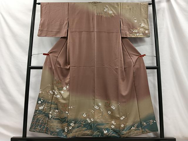 平和屋着物■中国三大刺繍 スワトウ刺繍 訪問着 雪輪枝花文 暈し染め 金彩 正絹 逸品 CABH3480ua