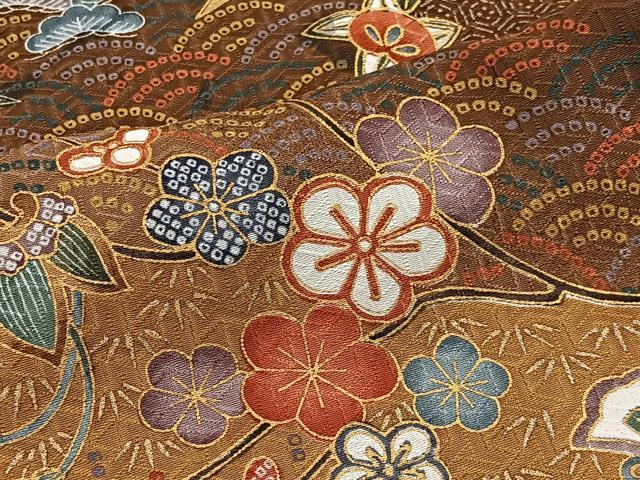 平和屋着物■上質な小紋 草花文 暈し染め 金彩 正絹 逸品 未使用 CABH3538ua