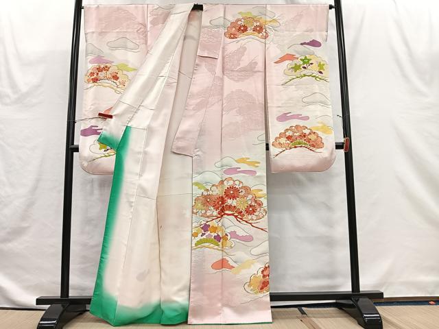 平和屋着物■豪華振袖 駒刺繍 草花松文 暈し染め 金彩 正絹 逸品 CABH3544ua
