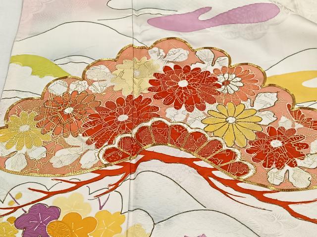 平和屋着物■豪華振袖 駒刺繍 草花松文 暈し染め 金彩 正絹 逸品 CABH3544ua