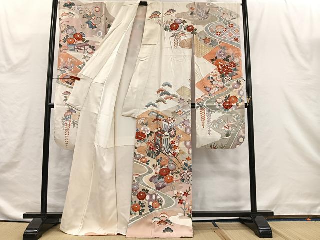 平和屋着物■豪華振袖 御所車草花文 金彩 正絹 逸品 CABH3545ua