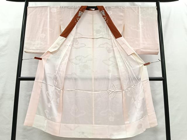 平和屋着物■長襦袢 無双仕立て 雲取り草花地紋 半衿刺繍 正絹 逸品 CABH3546ua