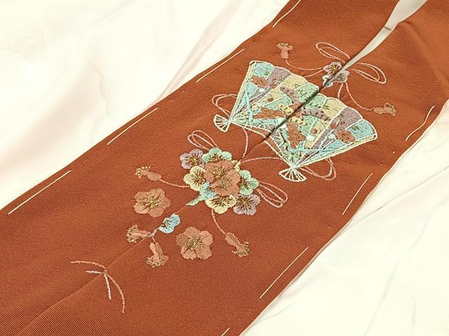 平和屋着物■長襦袢 無双仕立て 雲取り草花地紋 半衿刺繍 正絹 逸品 CABH3546ua